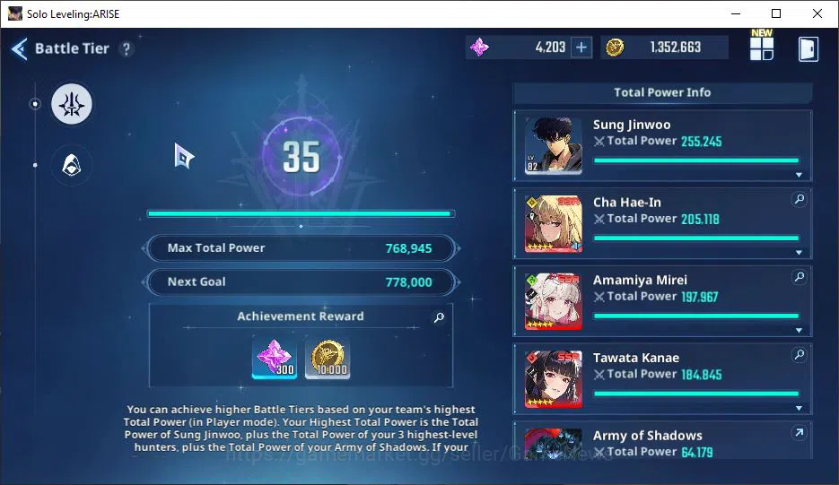 Solo Leveling: ARISE Accounts Power 768K| 13SSR (Cha Hae-In A6+SignA8, Mirei A5+ image 4