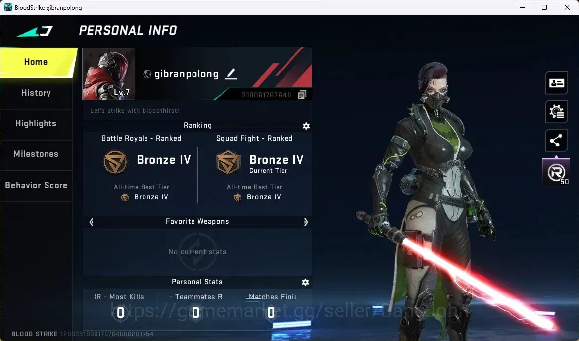 Blood Strike Accounts ASIA | 1 ULTRA MELEE: Lightblade-Dark Force | 1 LE image 1