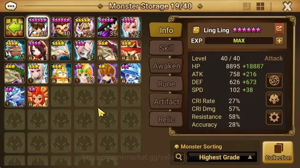 Summoners War: Sky Arena Accounts Mid-Game GLOBAL Lv 60|1 LD[Veronica]|20 Total NB5[Ereshion,Haegang,Tiana,Riley,Etc]+44 12