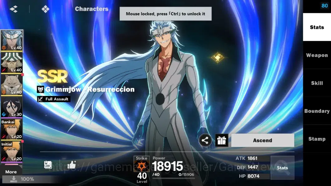 BLEACH: Soul Resonance Accounts NuverseSEA|Lv25|4 SSR[Grimjow,Ichigo Bankai]+Stamp image 4