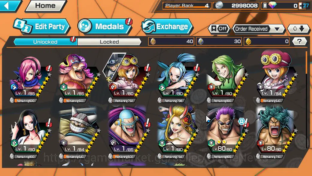 One Piece Bounty Rush Accounts Starter Global|4 EX|BP Kuzan,5Elders Saturn,FilmZ Zephyr,Gear5 Luffy|Rank 4