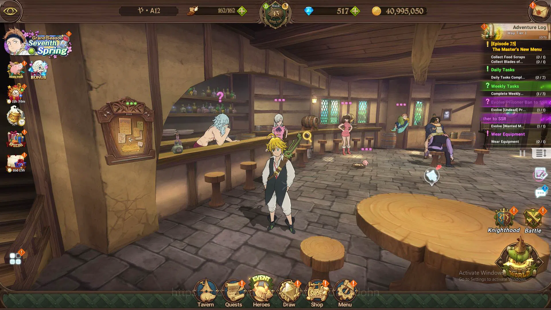 The Seven Deadly Sins: Grand Cross Accounts Others ASIA|780K CC|DM 517|1LR Elizabeth|Collab Sho&SHinra|UR Demon King