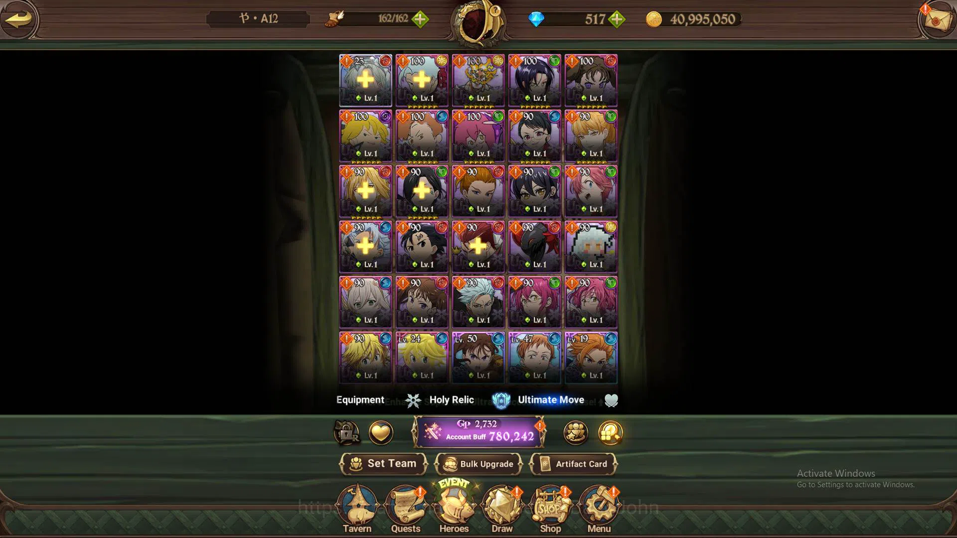 The Seven Deadly Sins: Grand Cross Accounts Others ASIA|780K CC|DM 517|1LR Elizabeth|Collab Sho&SHinra|UR Demon King 10
