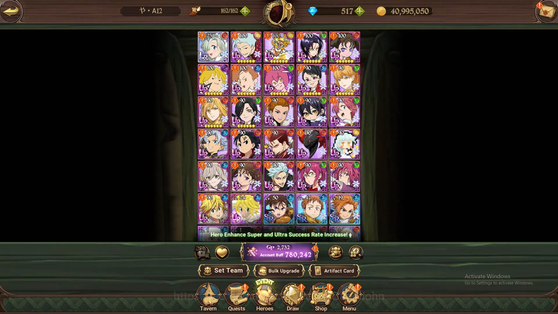 The Seven Deadly Sins: Grand Cross Accounts Others ASIA|780K CC|DM 517|1LR Elizabeth|Collab Sho&SHinra|UR Demon King 9
