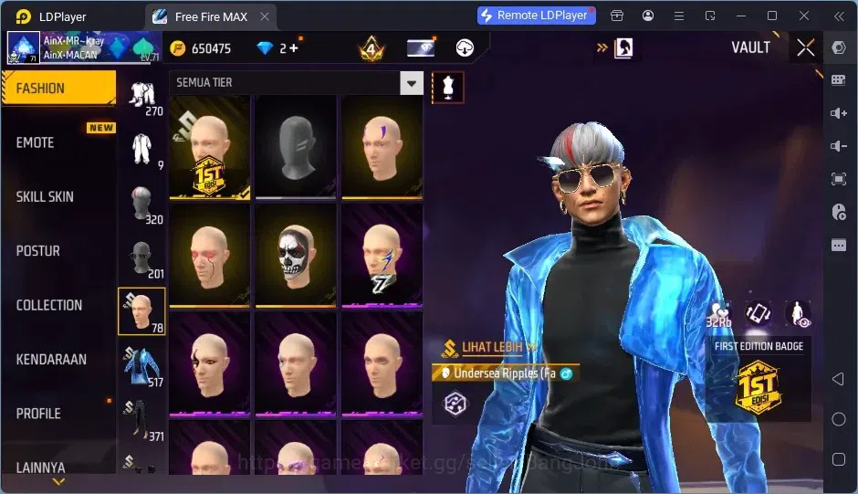 Free Fire Accounts Indonesia | Vault 496| 1 EVO (AK47-Blue Flame Drac image 10