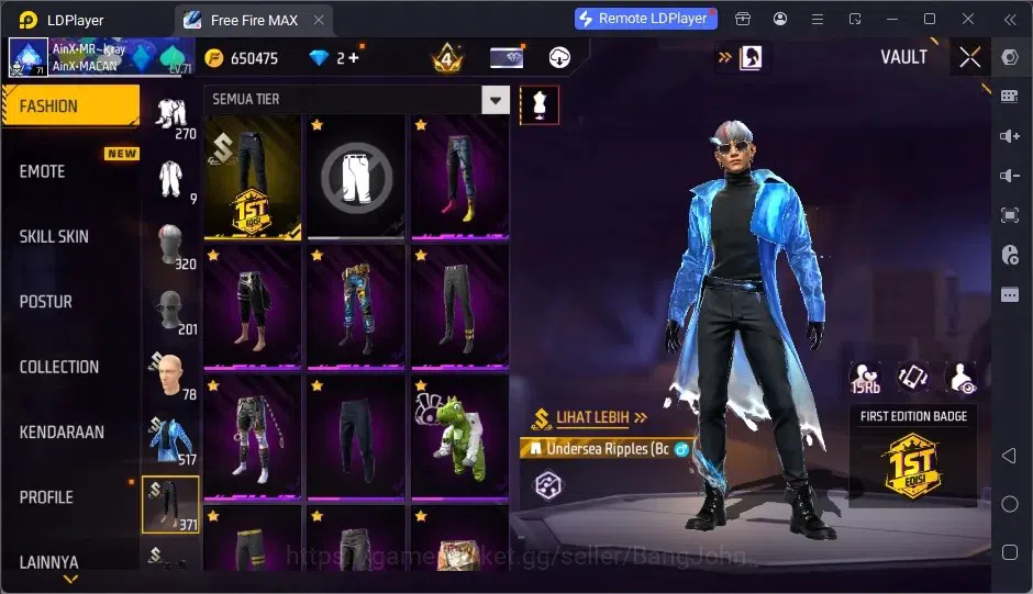 Free Fire Accounts Indonesia | Vault 496| 1 EVO (AK47-Blue Flame Drac image 12
