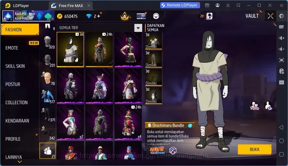 Free Fire Accounts Indonesia | Vault 496| 1 EVO (AK47-Blue Flame Drac image 14