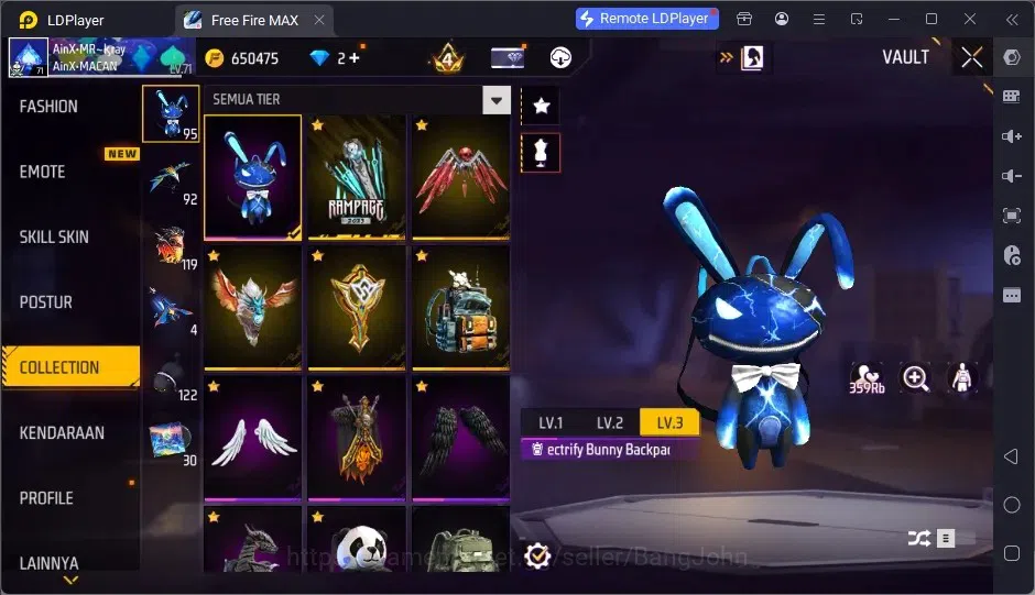 Free Fire Accounts Indonesia | Vault 496| 1 EVO (AK47-Blue Flame Drac image 15