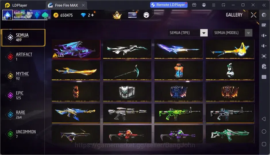 Free Fire Accounts Indonesia | Vault 496| 1 EVO (AK47-Blue Flame Drac image 4