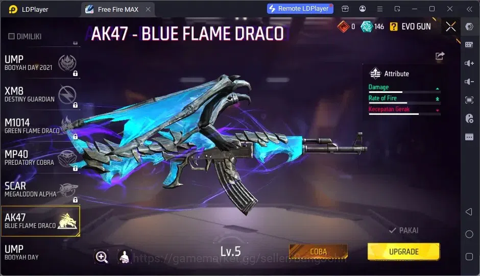 Free Fire Accounts Indonesia | Vault 496| 1 EVO (AK47-Blue Flame Drac image 5
