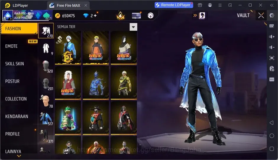 Free Fire Accounts Indonesia | Vault 496| 1 EVO (AK47-Blue Flame Drac image 6