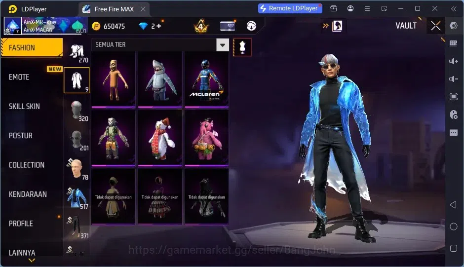 Free Fire Accounts Indonesia | Vault 496| 1 EVO (AK47-Blue Flame Drac image 7