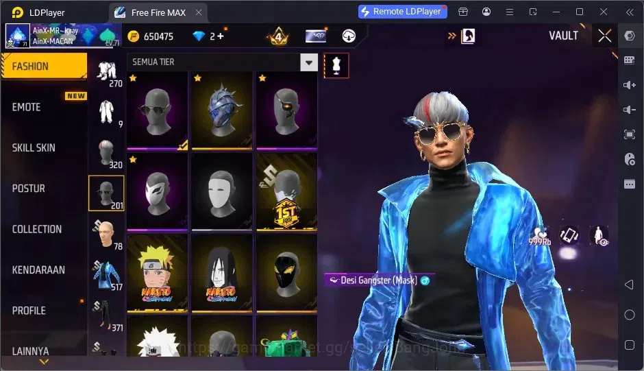 Free Fire Accounts Indonesia | Vault 496| 1 EVO (AK47-Blue Flame Drac image 9
