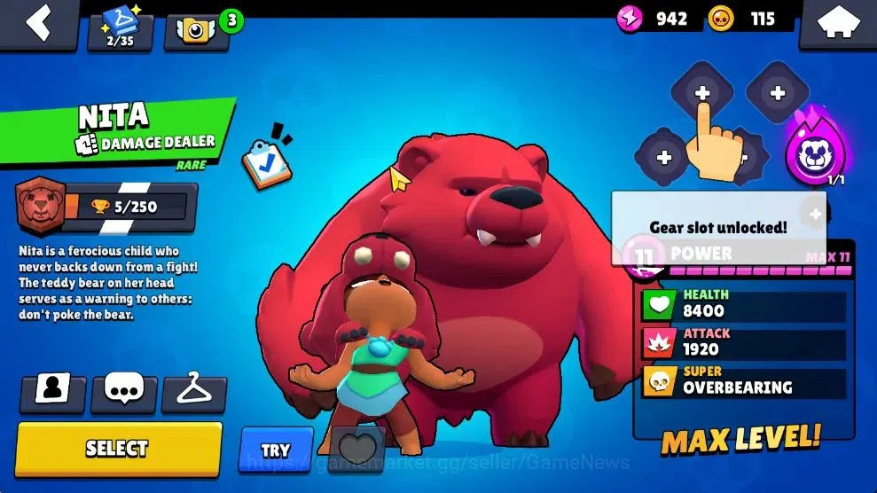 Brawl Stars Accounts 1001 Trophy|13 Brawlers 2 Max Lv [Nita,Shelly]|1 Epic Skins 1 SR|2 Buffies|CN On|Take Email|BRS968 13
