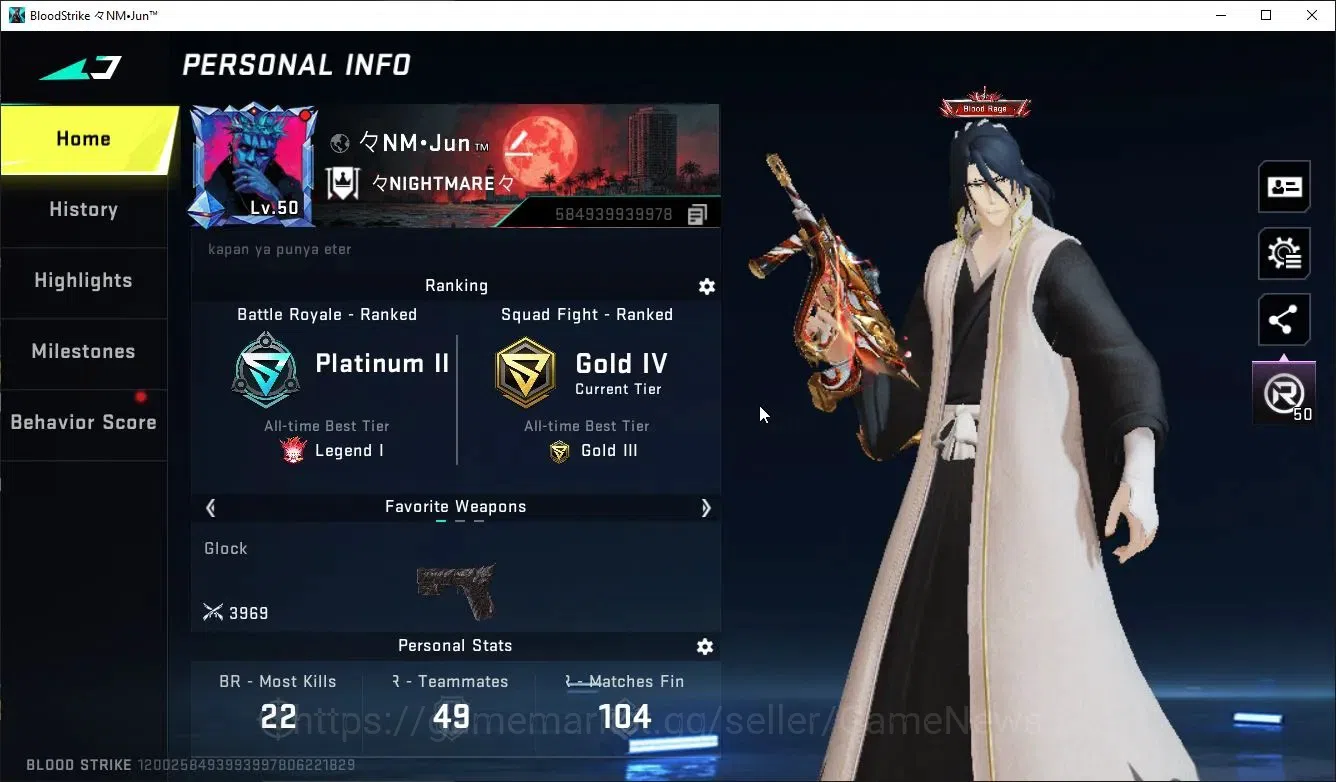 Blood Strike Accounts ASIA|Collab 7DS Karl98,BLEACH Byakuya,EVA Katya,SC image 2