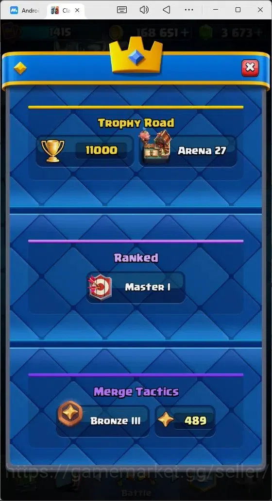 Clash Royale Accounts Mobile |Trophy 11000|2 Hero Cards1|10 Evo|7 Champ| image 2