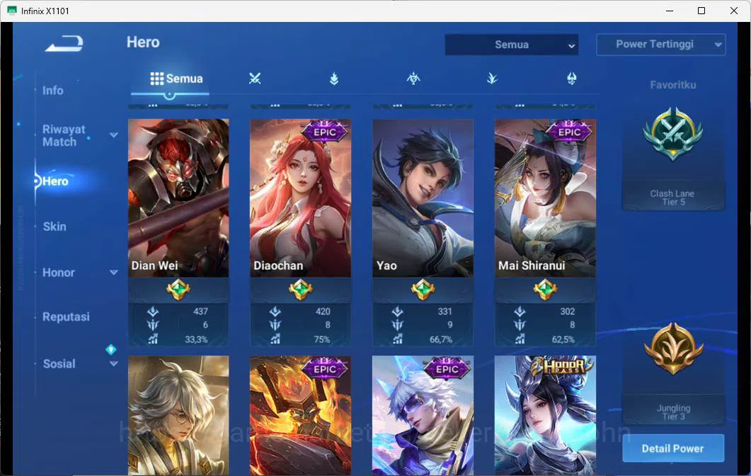Honor of Kings Accounts GLOBAL | HERO 110, SKIN 106 LEGEND LIXIN, LEGEND L image 12
