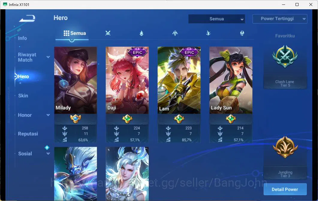 Honor of Kings Accounts GLOBAL | HERO 110, SKIN 106 LEGEND LIXIN, LEGEND L image 14