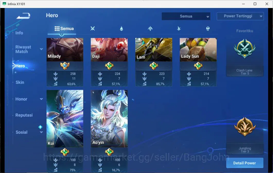 Honor of Kings Accounts GLOBAL | HERO 110, SKIN 106 LEGEND LIXIN, LEGEND L image 15