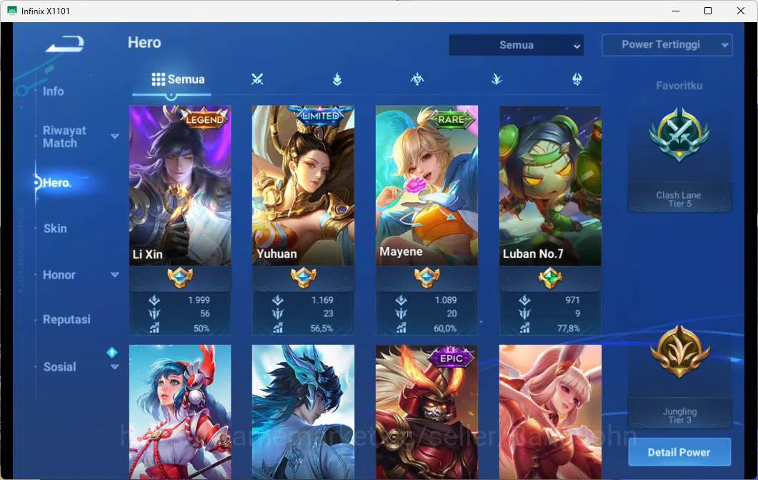 Honor of Kings Accounts GLOBAL | HERO 110, SKIN 106 LEGEND LIXIN, LEGEND L image 8