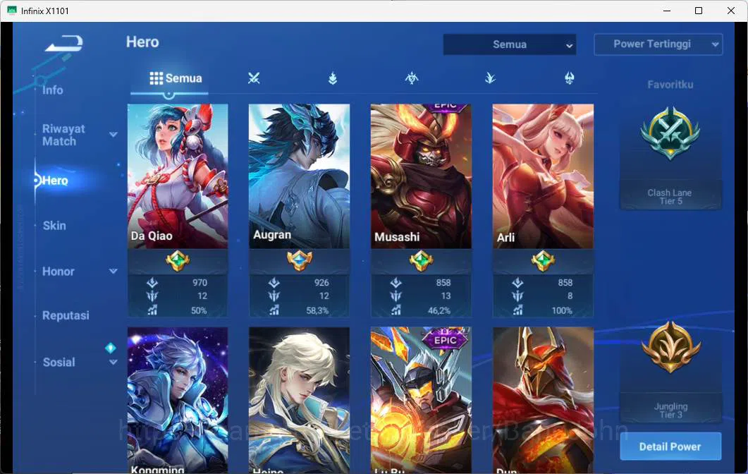 Honor of Kings Accounts GLOBAL | HERO 110, SKIN 106 LEGEND LIXIN, LEGEND L image 9