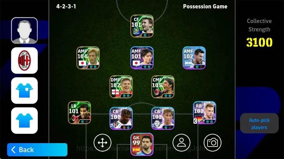eFootball Accounts Legends & Iconic Players Mobile|PW 3100|Rui Costa Epic,Hidetoshi Nakata Epic,Joshua Kimmich ShowT,Dean 1