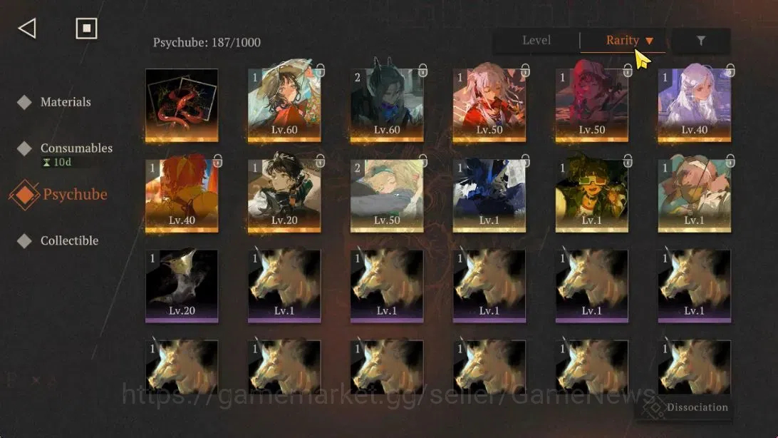 Reverse: 1999 Accounts Midgame GLOBAL|Lv51|19(*6Crew)(6Limit)|[PaperHeronP5,LiangYue,Sentinel]+Psy[Anjo Nala,Lucy,Jiu 10