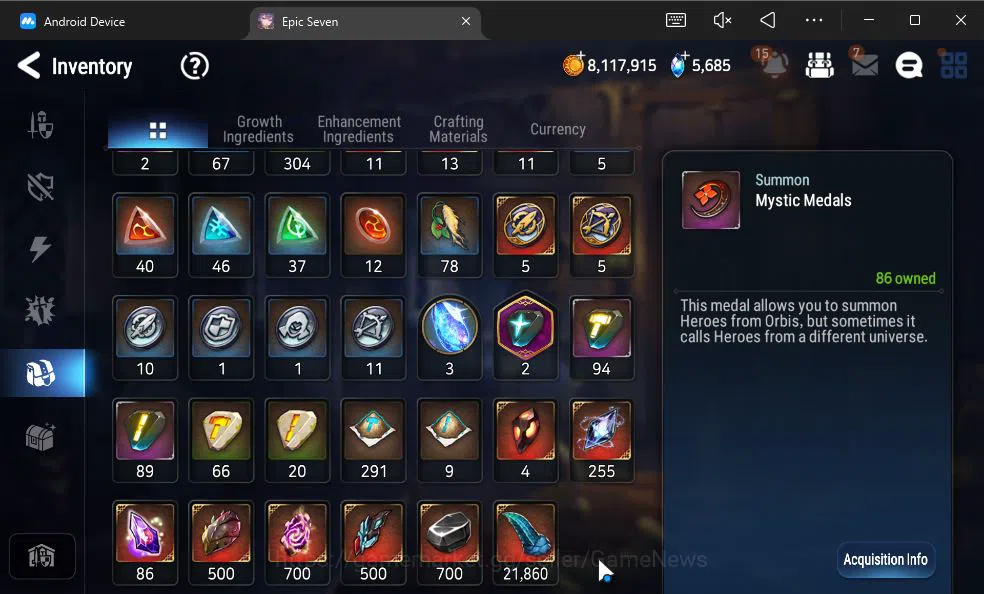 Epic Seven Accounts GBL Unverif|New Era|5 ML (Belian,E Ilynav,US Choux image 17