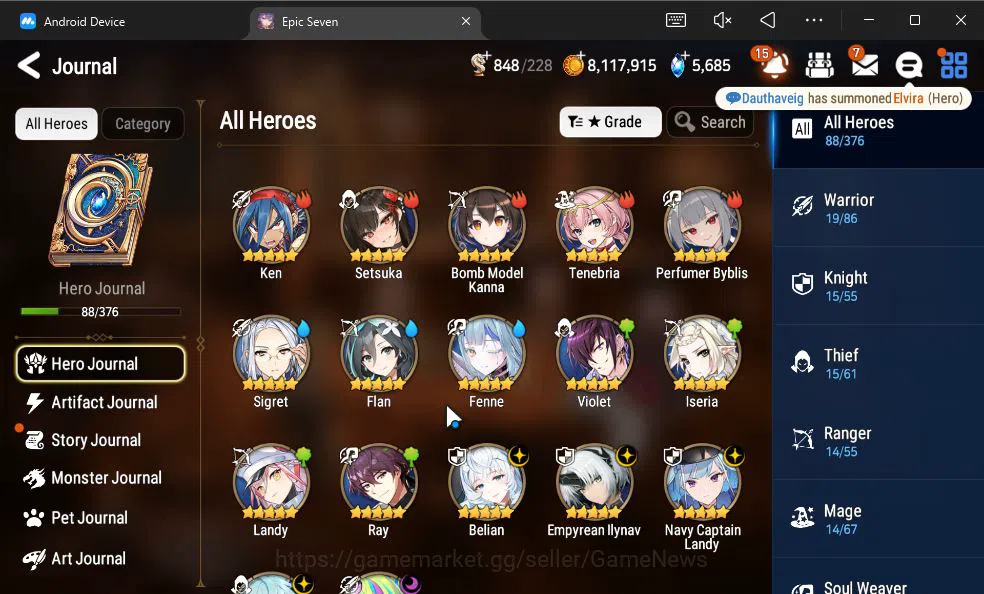 Epic Seven Accounts GBL Unverif|New Era|5 ML (Belian,E Ilynav,US Choux image 3