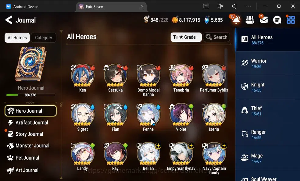 Epic Seven Accounts GBL Unverif|New Era|5 ML (Belian,E Ilynav,US Choux image 4