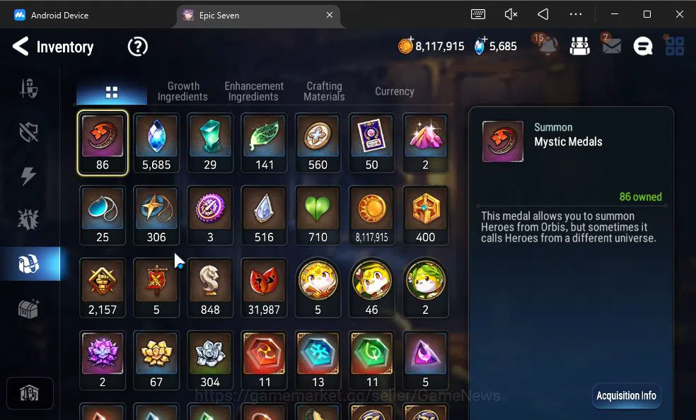 Epic Seven Accounts GBL Unverif|New Era|5 ML (Belian,E Ilynav,US Choux image 5