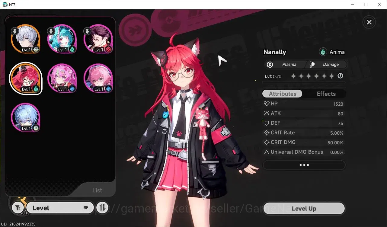 Neverness to Everness Accounts Global EU|HL 3|1 SSR Nanally + Car Skin & SSR Selector|5 SR|Underboss Glider|Selector 42/50 1