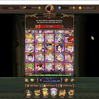 The Seven Deadly Sins: Grand Cross Accounts Endgame GLOBAL|1,6M CC|27 LS|3 LR & 10
