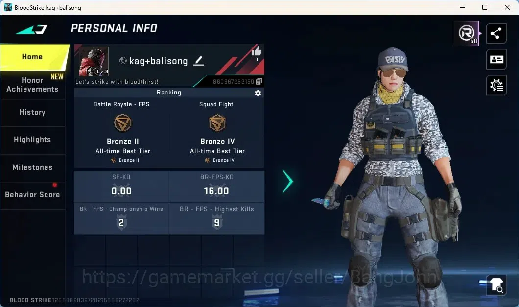 Blood Strike Accounts Collab Skin ASIA | Ultra Melee: Butterfly Knife - Synthwave|Ultra Gun: KAG-6 - Mako|Ultra Striker 1