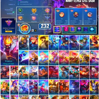 Mobile Legends: Bang Bang Accounts #4317 232 Skins | Franco King of Hell (LEGEND) | Yin Yuji Itadori | Yin Eren (ATTACK ON