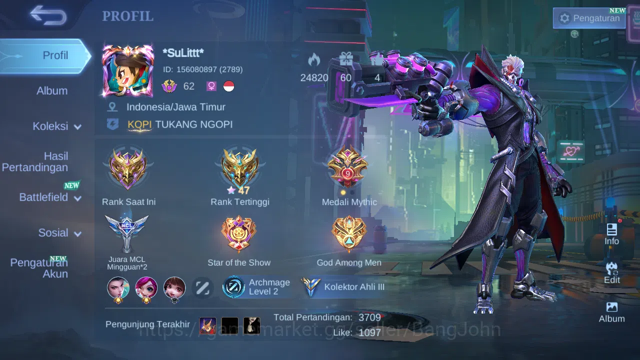 Mobile Legends: Bang Bang Accounts GLOBAL Hero 108 Skin 165 | CC Nata | Epic Roger Li image 14