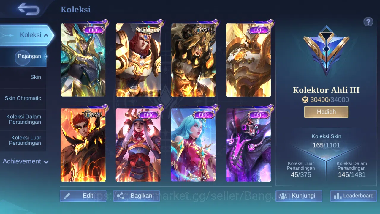 Mobile Legends: Bang Bang Accounts GLOBAL Hero 108 Skin 165 | CC Nata | Epic Roger Li image 8
