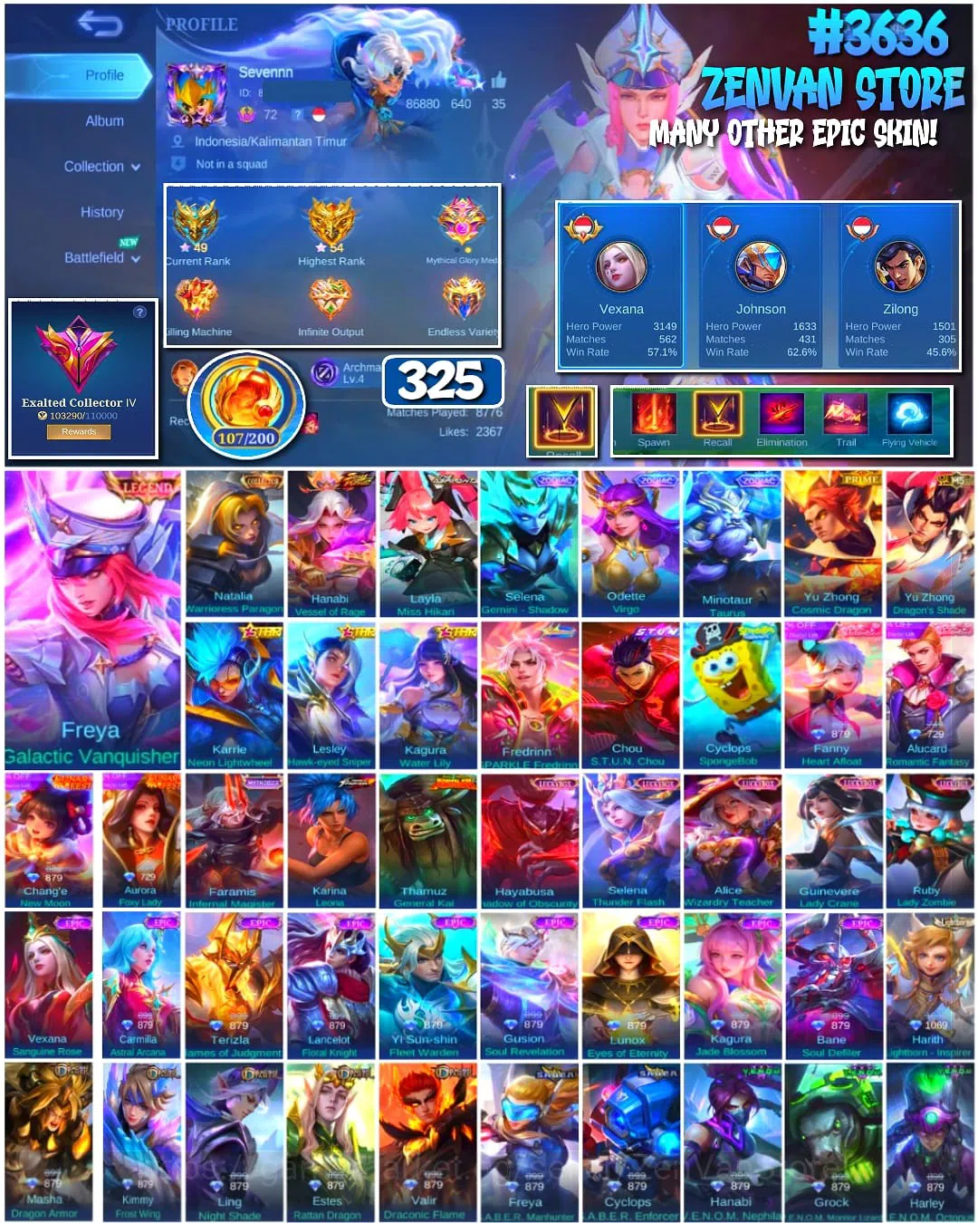 Mobile Legends: Bang Bang Accounts #3636 325 Skins | Legend Freya | Collector Natalia image 1