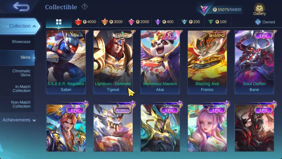 Mobile Legends: Bang Bang Accounts Collector Hero 128|Skin 229|Roger Transfor,LB[Harith,Tigreal],2 Saber,2 Blazing,3 Venom,5 8