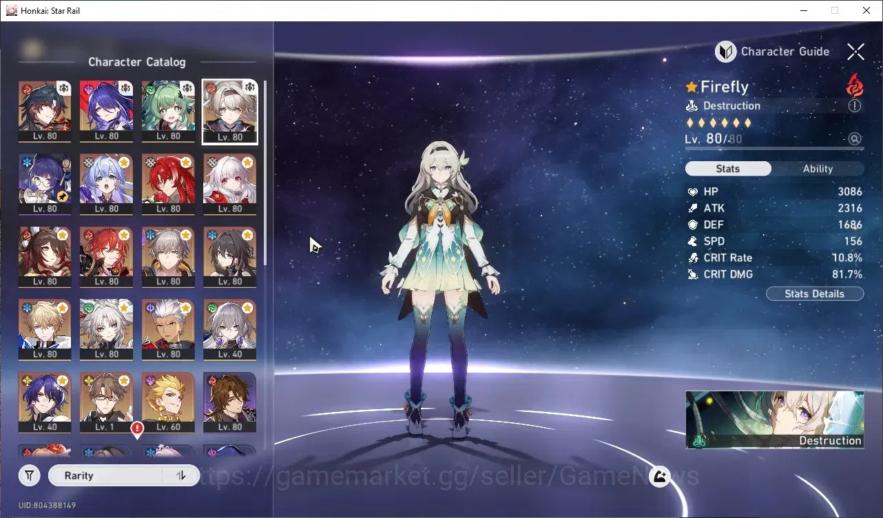 Honkai Star Rail Accounts Others Asia|TL 70|12 Limited (Firefly,Acheron E1,Feixiao,Robin)+Sign M Blade,Fugue,Argenti 1