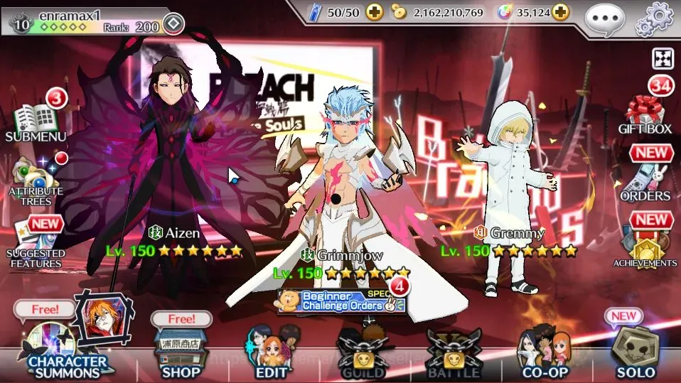 Bleach: Brave Souls Accounts Starter GLOBAL|696K BP+35K Orb|Fresh All Story|11th 1