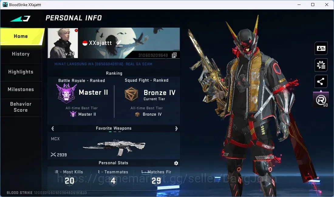 Blood Strike Accounts ASIA | ETERNAL AUG - Empyrean | 2 Collab TR GUNS | image 1