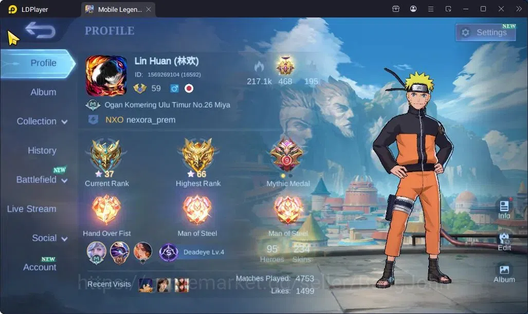 Mobile Legends: Bang Bang Accounts Collector Global|Skin 234|Renowned|PRIME Claude|Sanrio Floryn|Star Haya,Lesley|LBox 1