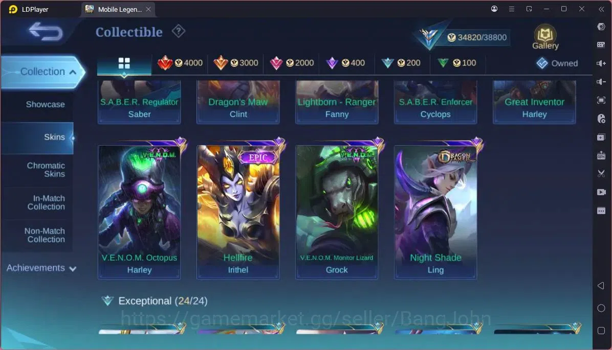 Mobile Legends: Bang Bang Accounts GLOBAL Hero 78 Skin 135 |Transformers Roger|KOF Ka image 2