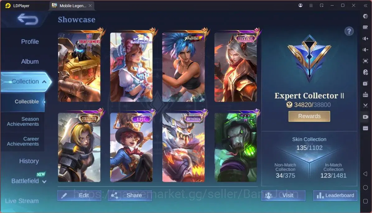 Mobile Legends: Bang Bang Accounts GLOBAL Hero 78 Skin 135 |Transformers Roger|KOF Ka image 9
