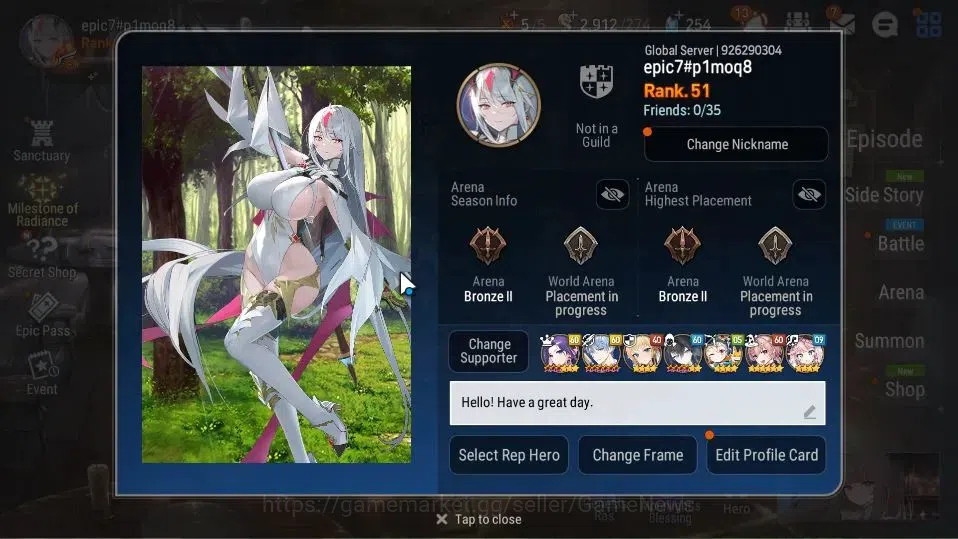 Epic Seven Accounts High-End GLOBAL Unverif|New Era|6 ML[NM Luna,DK Sharun,S Taeyou,Etc]+TA Coli,Landy,Setsuka,AS 2