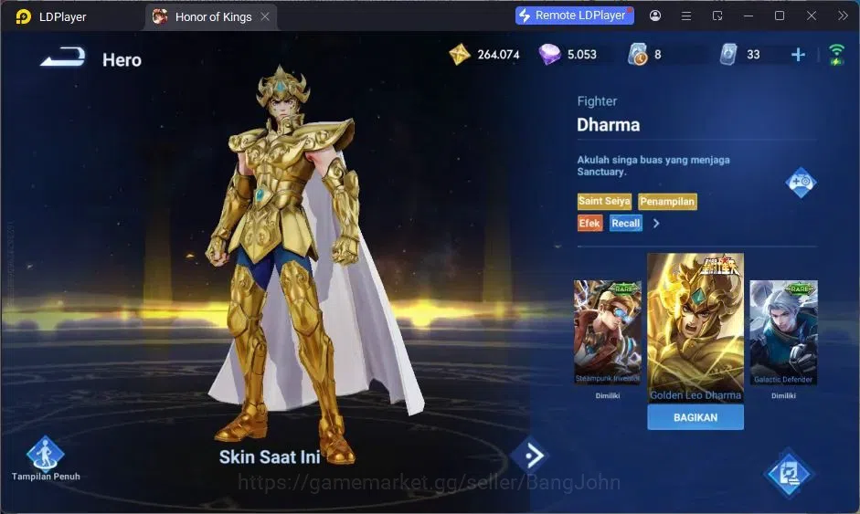 Honor of Kings Accounts Global | Saint Seiya Dharma | LNY Da Qiao | Legend image 4