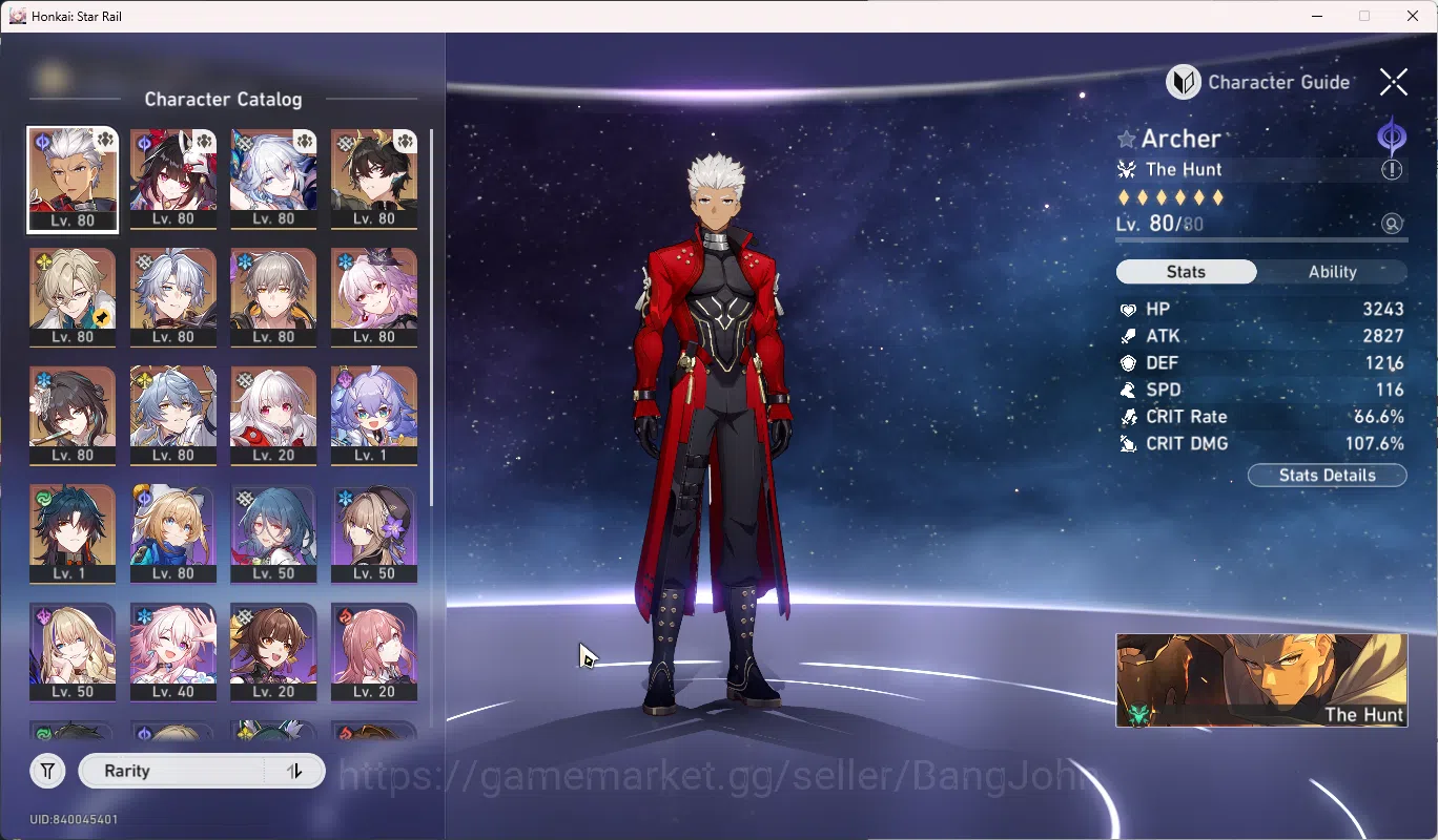 Honkai Star Rail Accounts Others ASIA | TL 65 | 180 Gacha Ticket Premium | 3956 Jade | Archer Premium | Archer s1| HSR099B 2