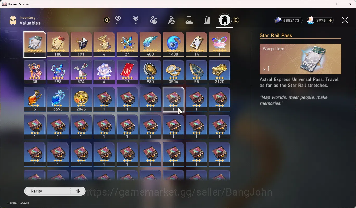 Honkai Star Rail Accounts Others ASIA | TL 65 | 180 Gacha Ticket Premium | 3956 Jade | Archer Premium | Archer s1| HSR099B 9