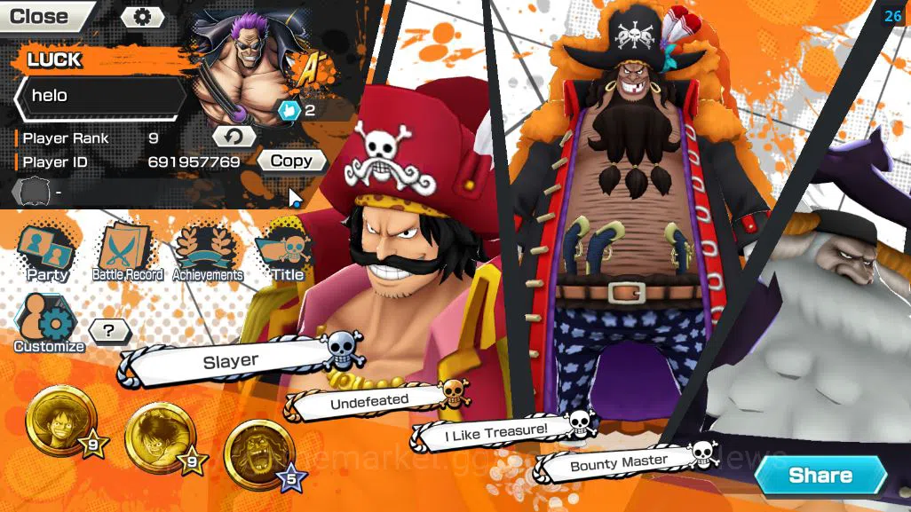 One Piece Bounty Rush Accounts Starter Global|6EX|KOP Gol D roger,Five Elders ST.Saturn,TFE Marshal D Teach,FilmZ 2
